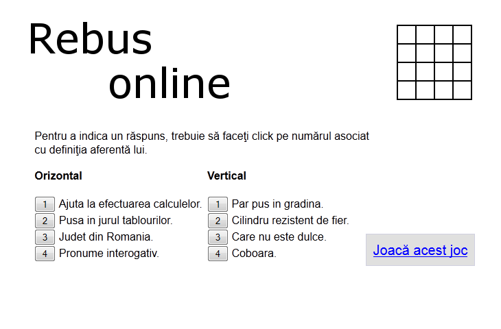 Rebus - jocuri de cuvinte incrucisate in romana